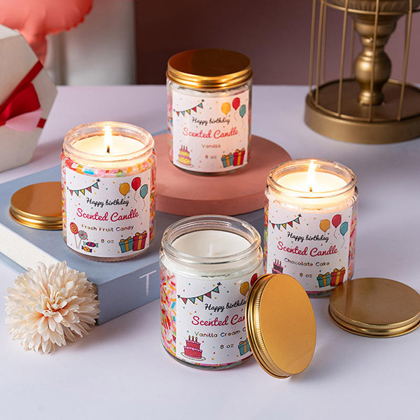 Creative Cross-Border Soy Wax Scented Candle in Glass Cup Beeswax Fragrance Ornament with Gift Box for Christmas & Birthday