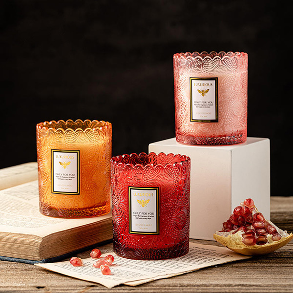 Bedroom Soy Wax Scented Candle with Lace Edge Embossed Design Creative Modern Scent Smokeless for Birthday Gifts