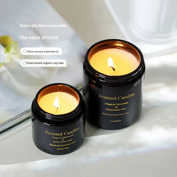 Black Bottle Scented Candle Simple Indoor Fragrance Plant Soy Wax Essential Oil Fragrance Niche Smokeless Incense